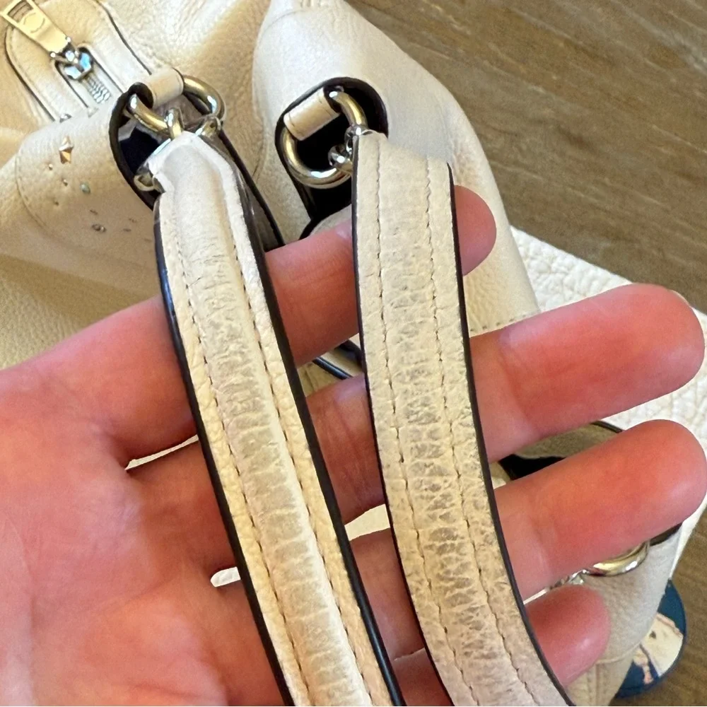 Coach Lexy Stardust Studded Chalk Leather Shoulder Bag Purse F29595 - Picture 16 of 17